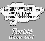 Barbie Game Girl title screen for GameBoy